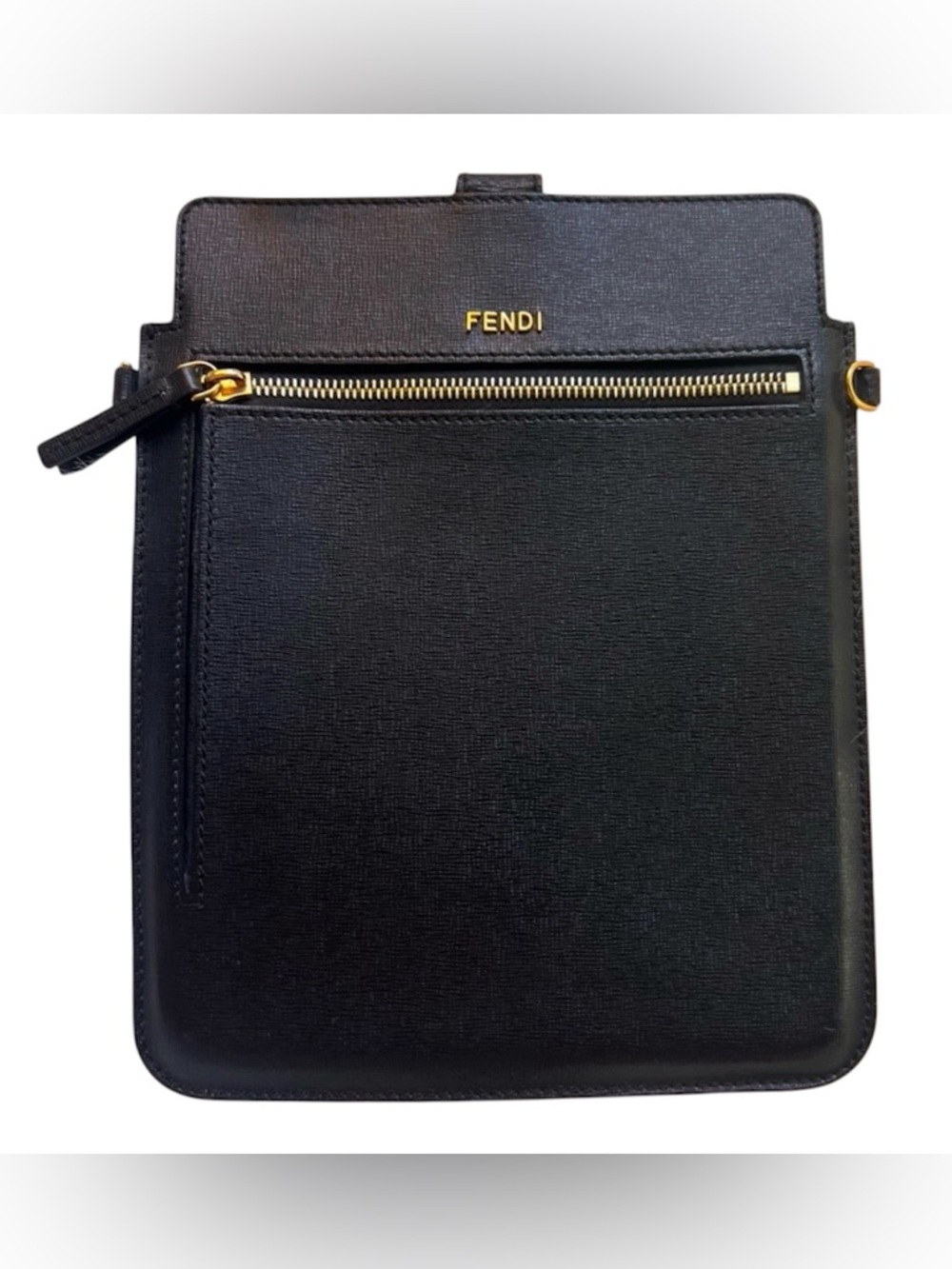 Fendi Roma Hard Case Messenger Crossbody Bag Black Classic Slim Italy FLAWED